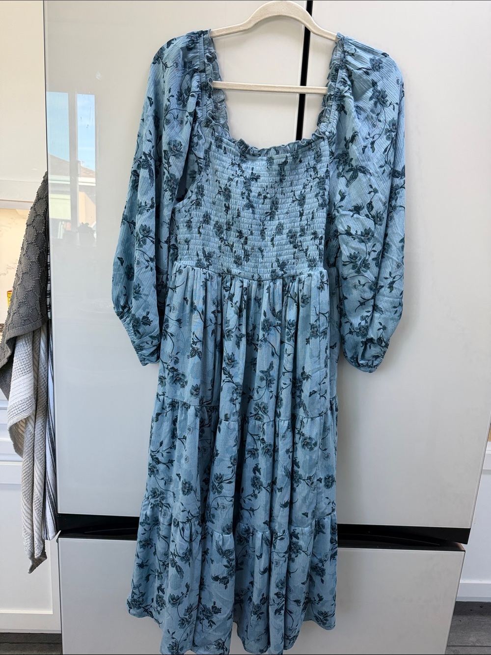 torrid Dusty Blue Floral Smocked Midi Dress